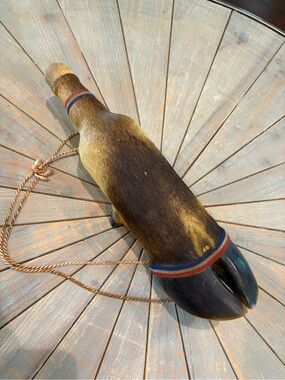 Vintage Mid-Century genuine Cow Hoof & Hide liquor Decanter with Original Cap